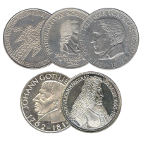 5 x 5 DM Gedenkmünzen SET